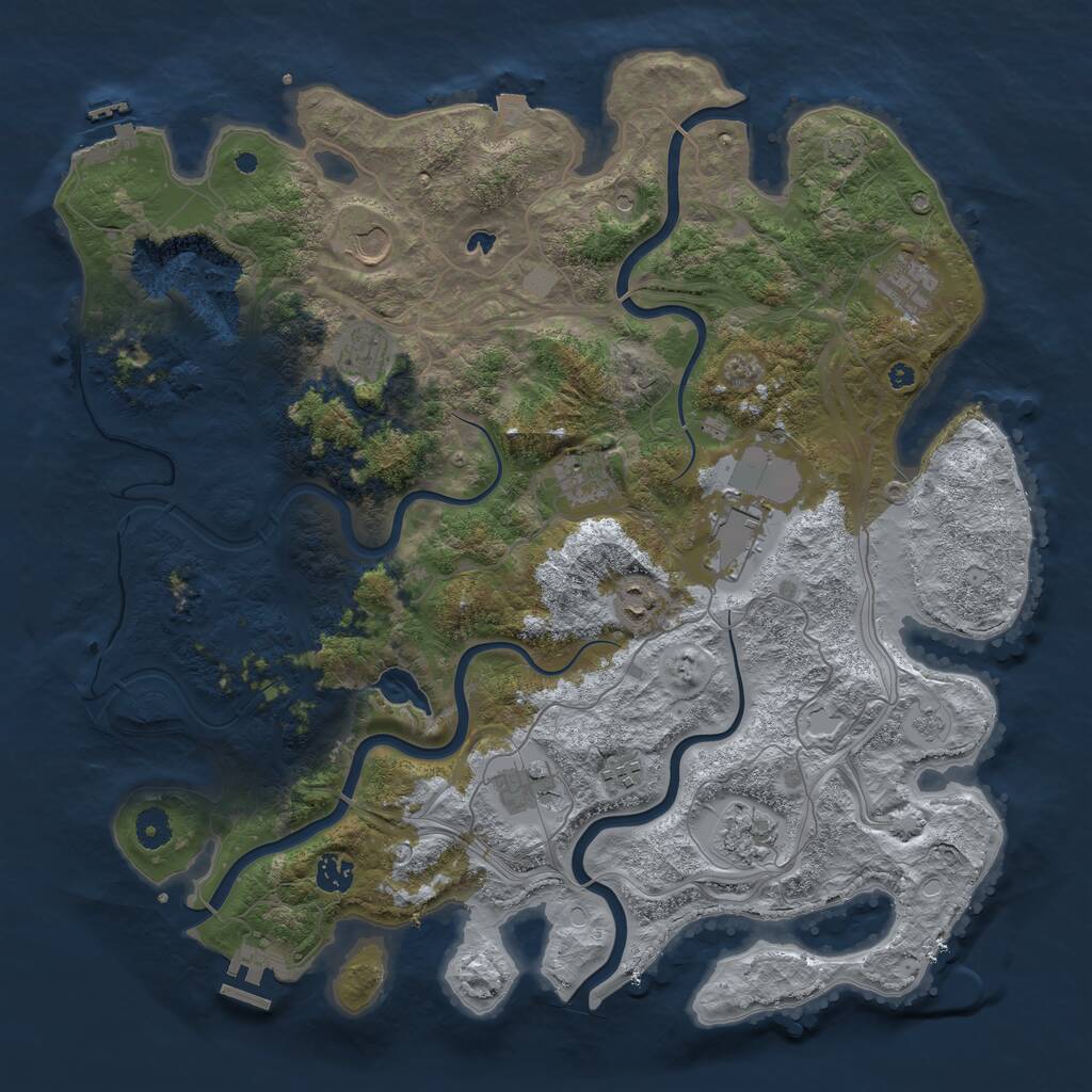 Rust Map: Procedural Map, Size: 4250, Seed: 1207734332, 16 Monuments