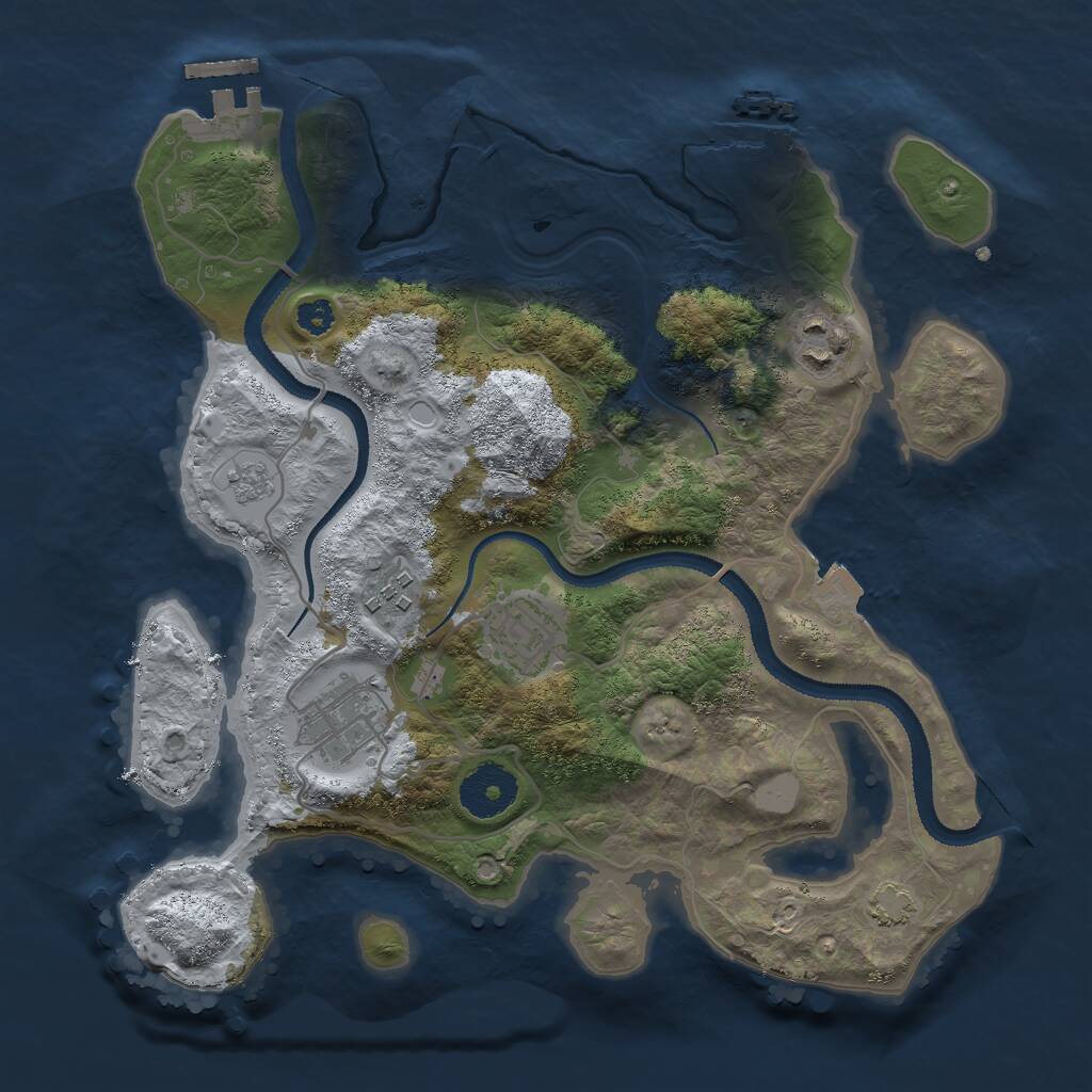 Rust Map: Procedural Map, Size: 3000, Seed: 4615038, 9 Monuments