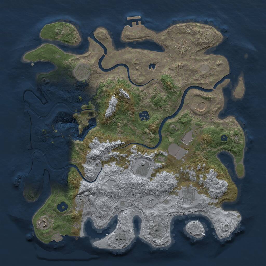 Rust Map: Procedural Map, Size: 4000, Seed: 432663339, 16 Monuments