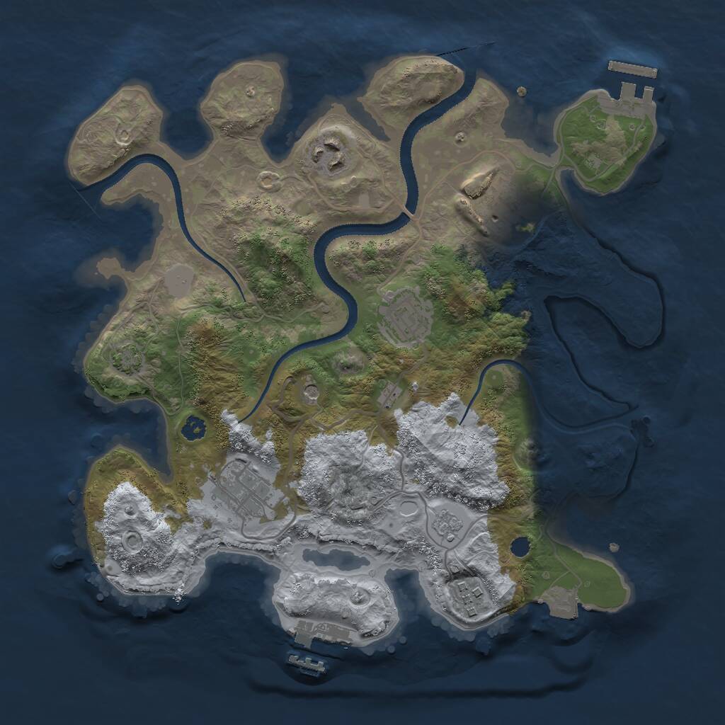 Rust Map: Procedural Map, Size: 3000, Seed: 2114635133, 11 Monuments