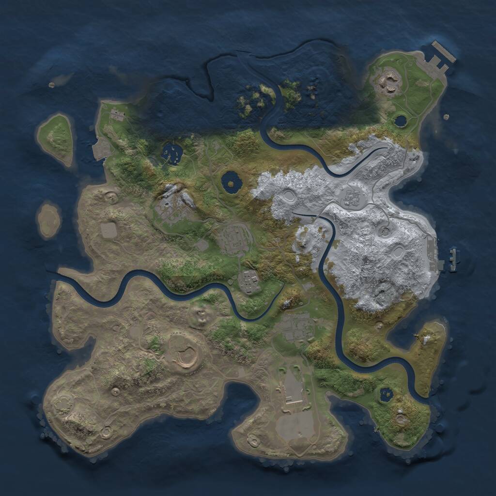 Rust Map: Procedural Map, Size: 3500, Seed: 65416845, 14 Monuments