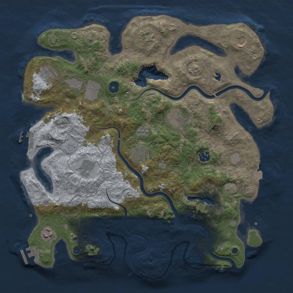 Rust Map: Procedural Map, Size: 4000, Seed: 658735, 16 Monuments