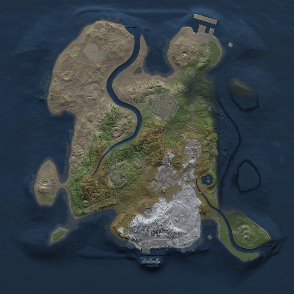 Rust Map: Procedural Map, Size: 2500, Seed: 1980320225, 9 Monuments