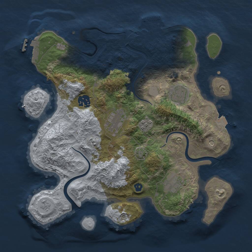 Rust Map: Procedural Map, Size: 3000, Seed: 928367, 11 Monuments