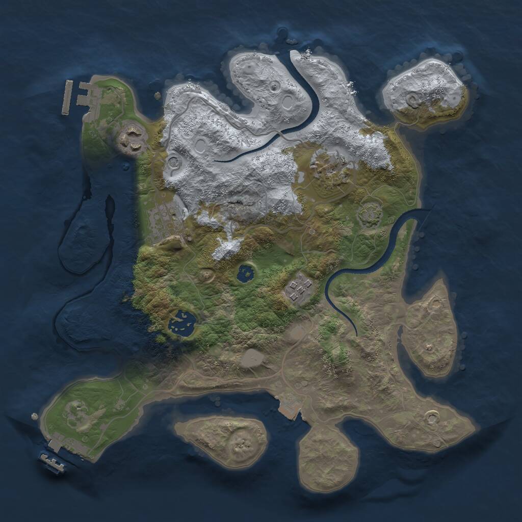 Rust Map: Procedural Map, Size: 3000, Seed: 1838710544, 10 Monuments