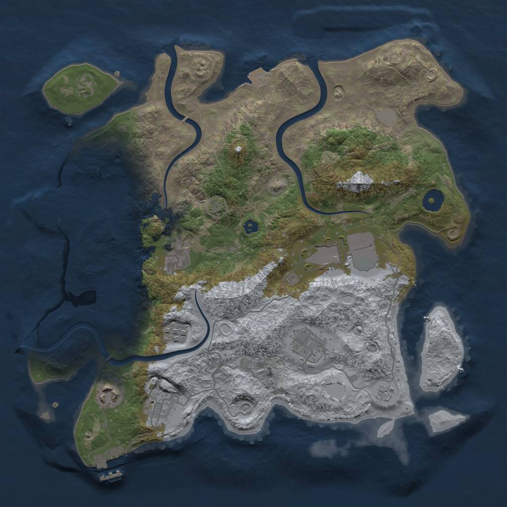 Rust Map: Procedural Map, Size: 3500, Seed: 1973801648, 12 Monuments
