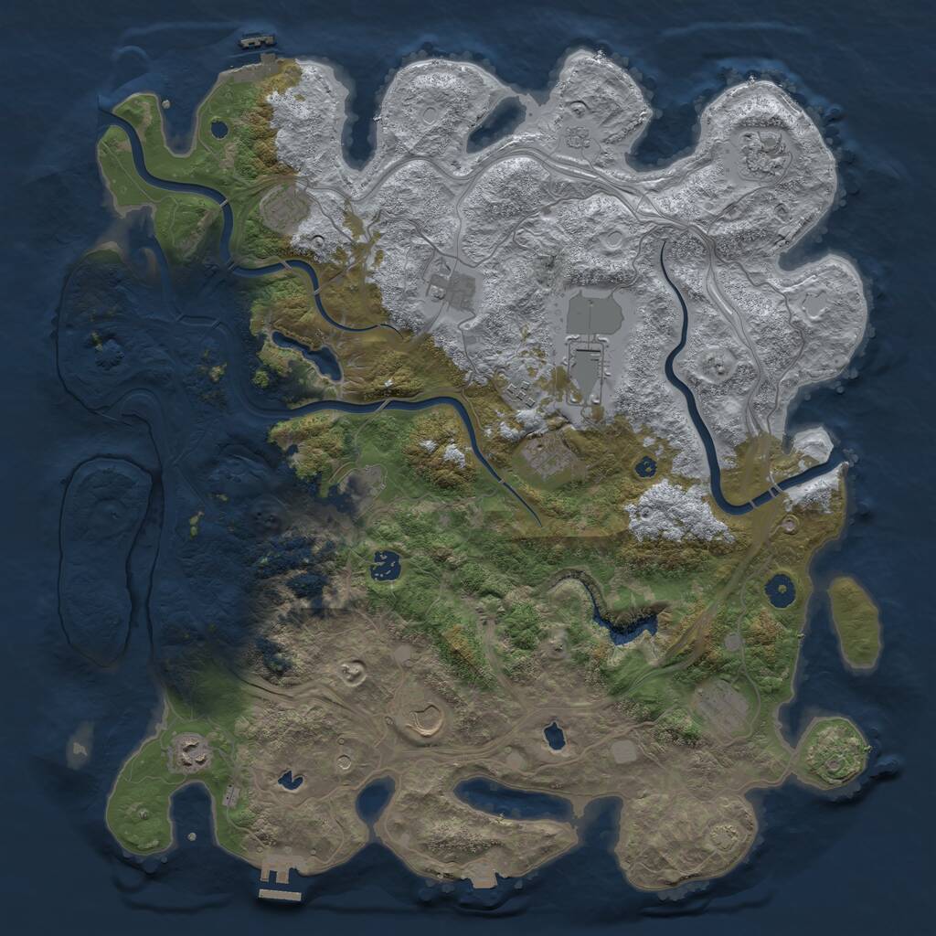 Rust Map: Procedural Map, Size: 4500, Seed: 66546, 17 Monuments