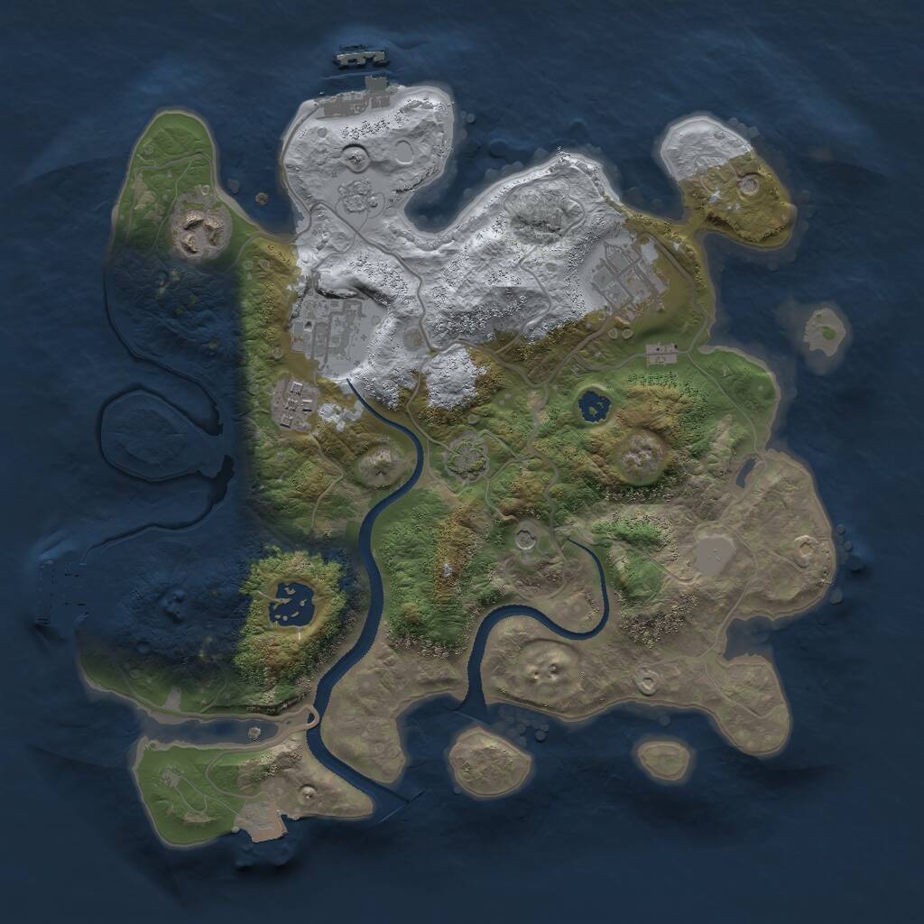 Rust Map: Procedural Map, Size: 3000, Seed: 1955677972, 11 Monuments