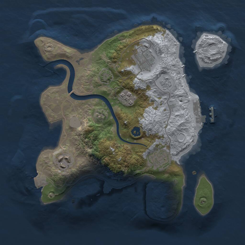 Rust Map: Procedural Map, Size: 2500, Seed: 12654, 8 Monuments