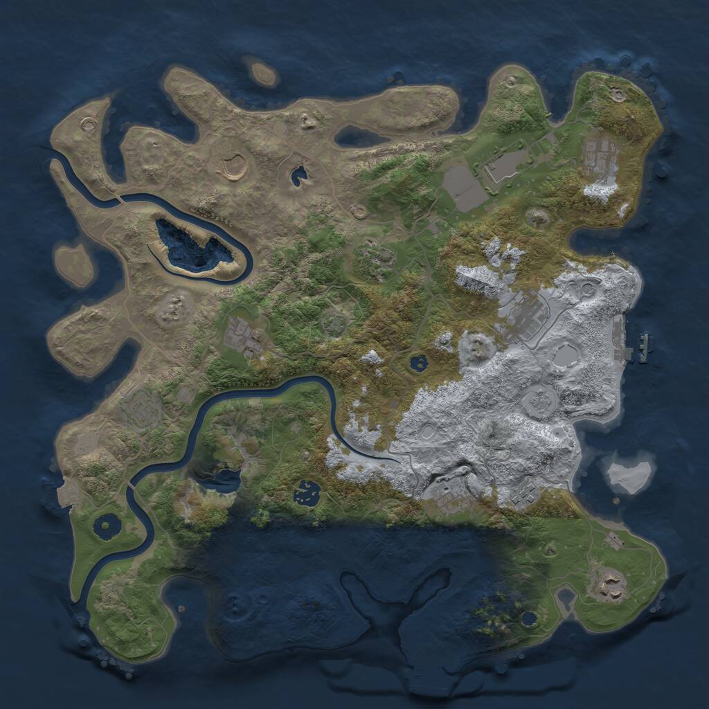 Rust Map: Procedural Map, Size: 4000, Seed: 1740154683, 17 Monuments