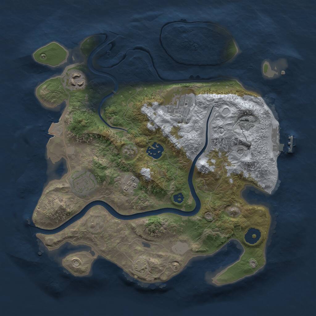 Rust Map: Procedural Map, Size: 3000, Seed: 1320720799, 9 Monuments