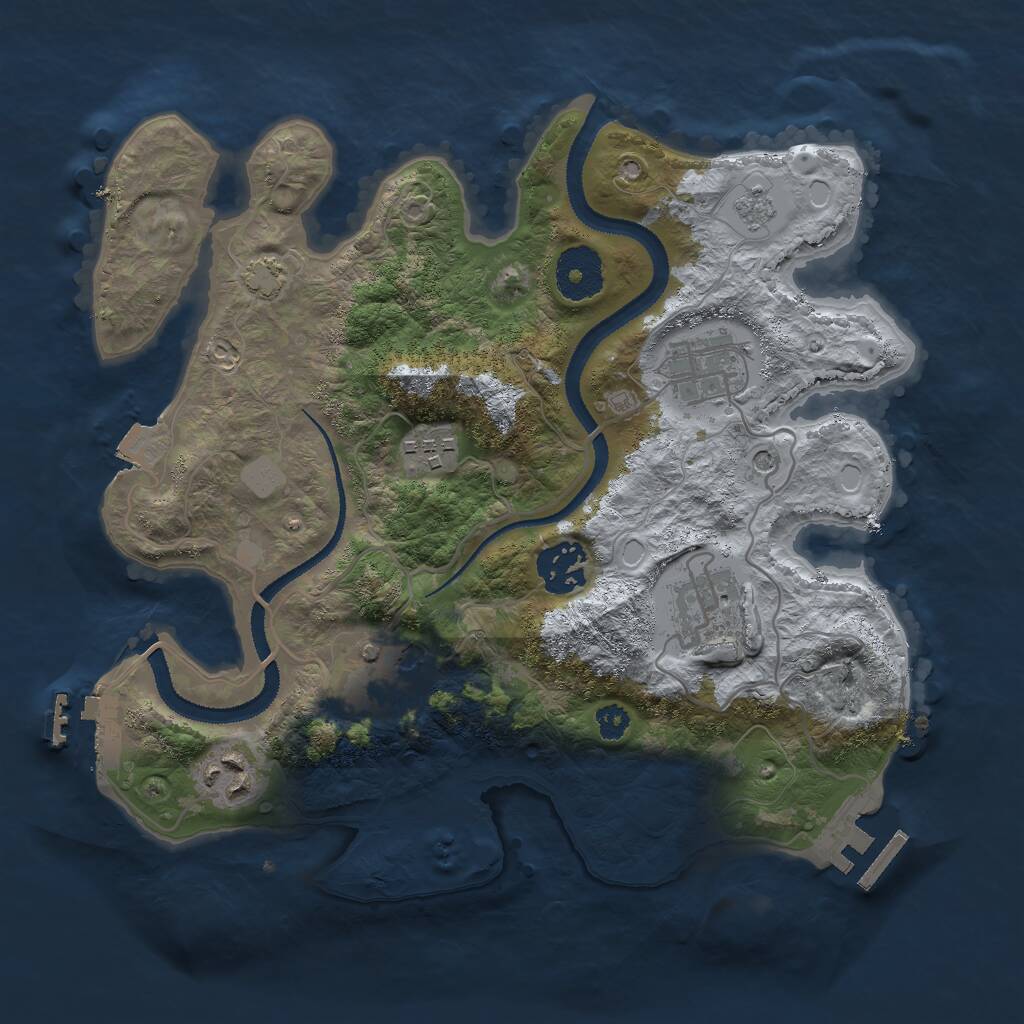 Rust Map: Procedural Map, Size: 3000, Seed: 774385527, 12 Monuments