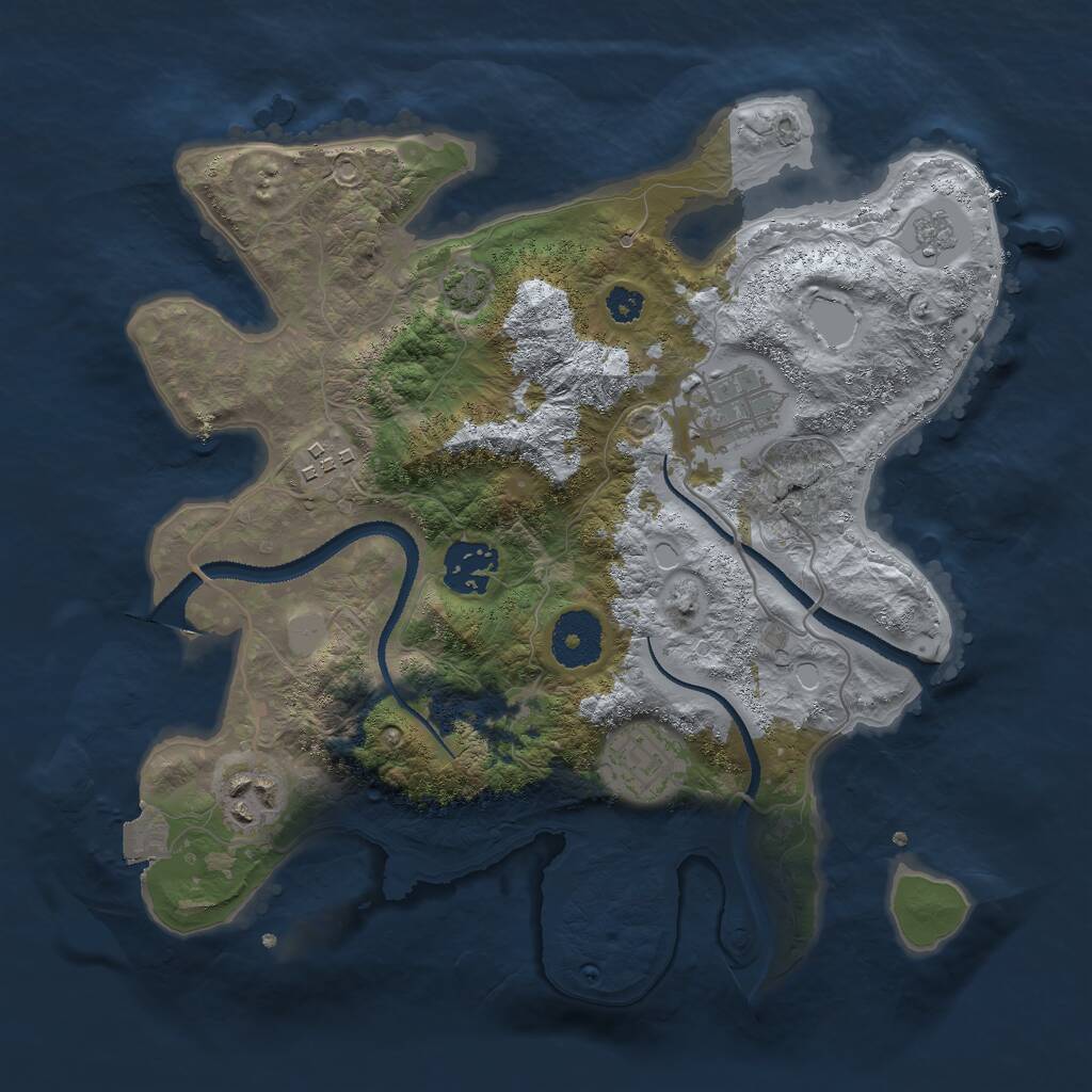 Rust Map: Procedural Map, Size: 3000, Seed: 12654, 8 Monuments
