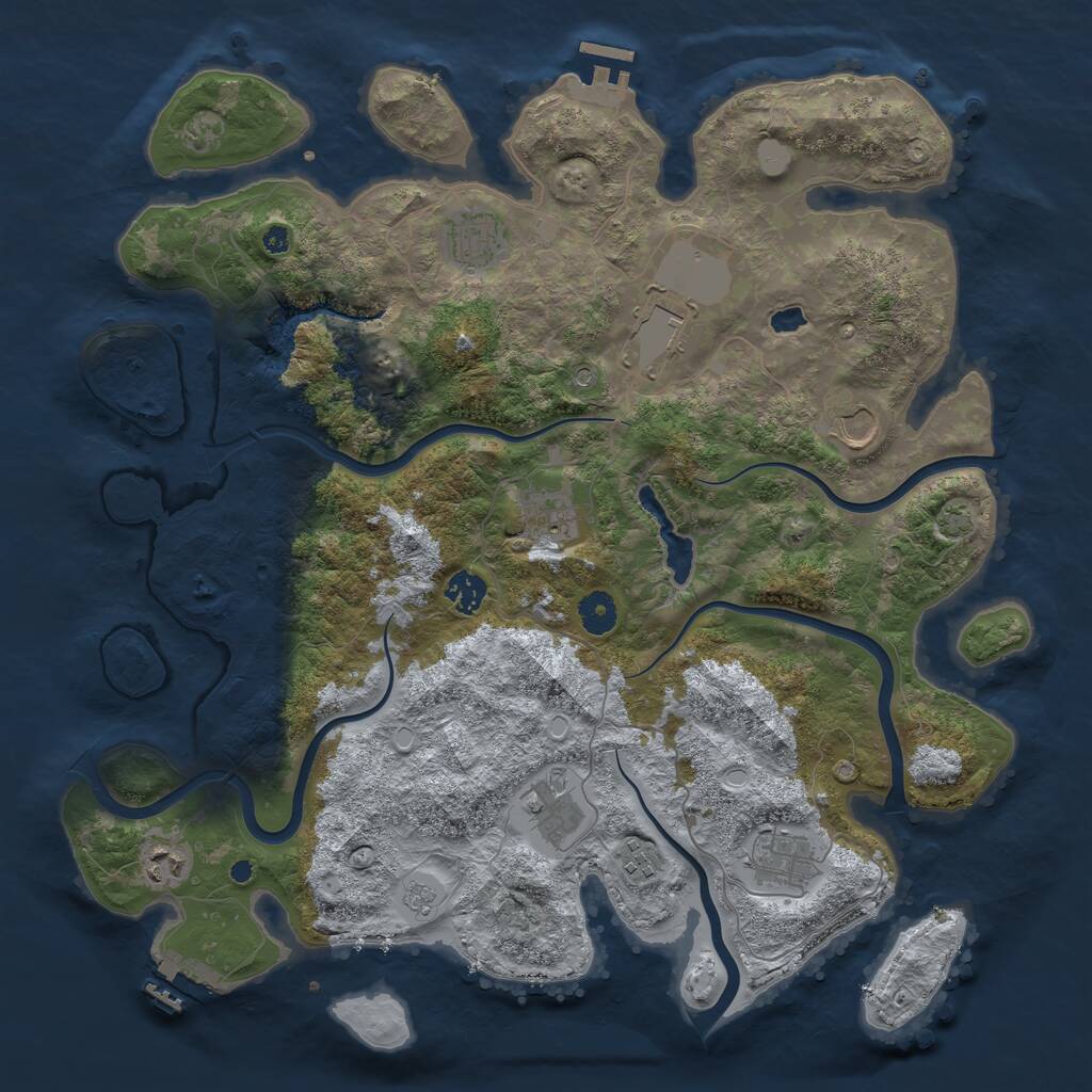 Rust Map: Procedural Map, Size: 4050, Seed: 297141356, 15 Monuments