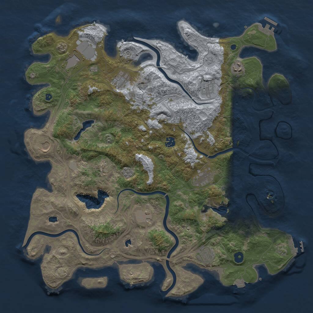 Rust Map: Procedural Map, Size: 4500, Seed: 1222421020, 17 Monuments