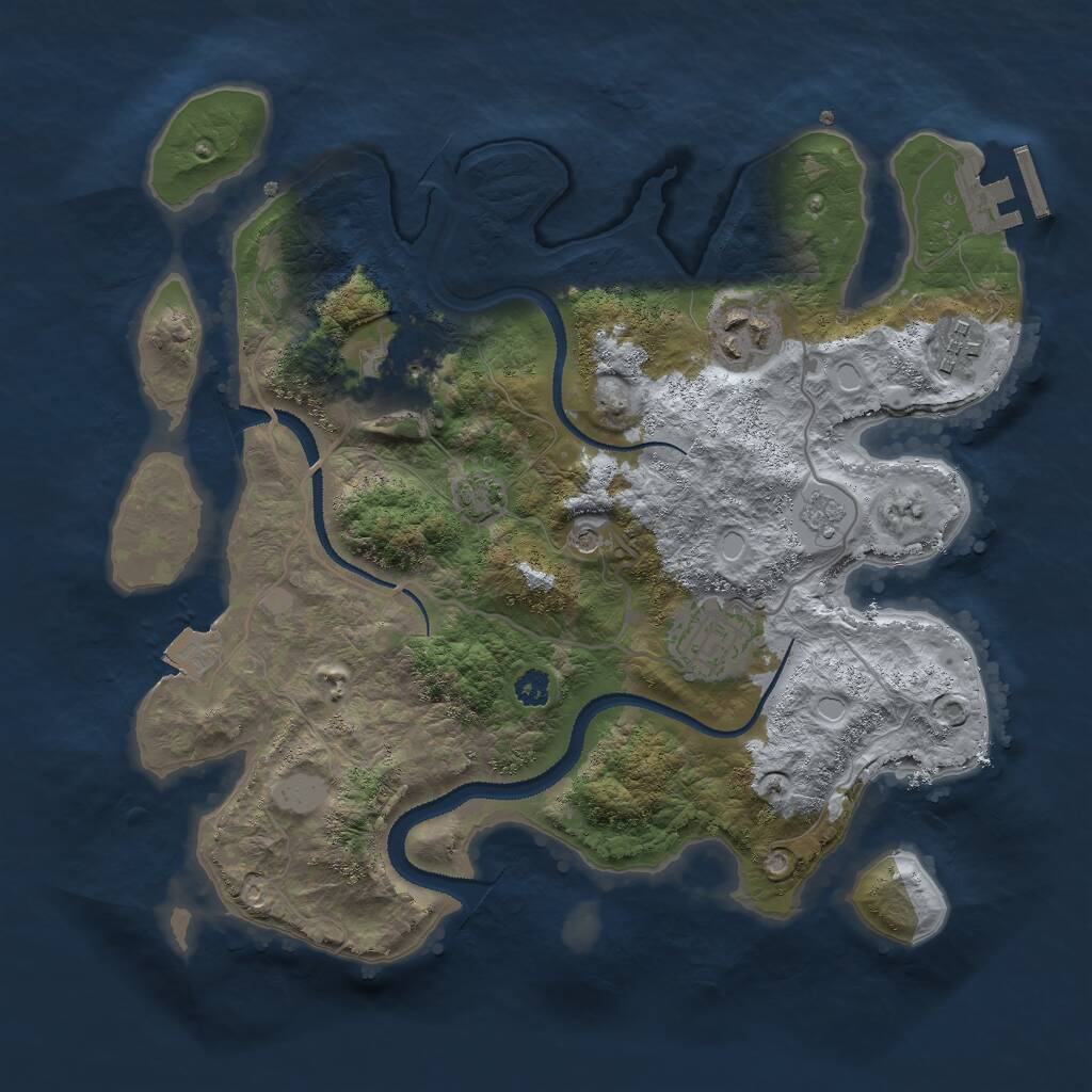 Rust Map: Procedural Map, Size: 3000, Seed: 783148650, 9 Monuments