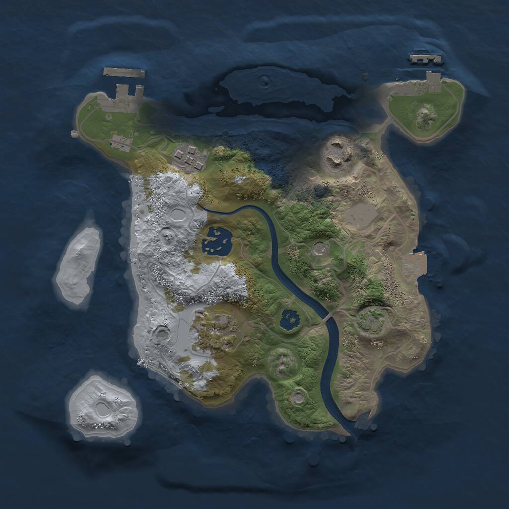 Rust Map: Procedural Map, Size: 2500, Seed: 1089459405, 9 Monuments