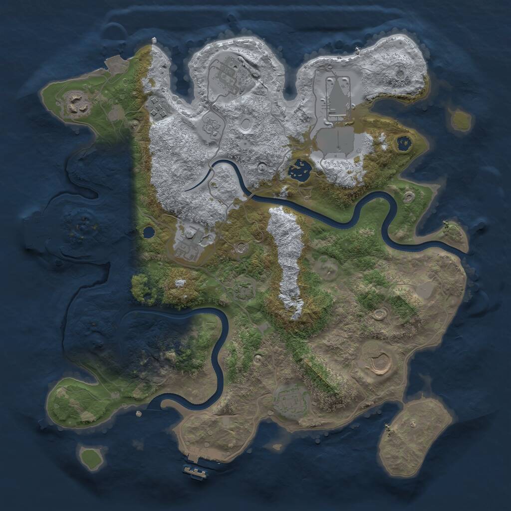 Rust Map: Procedural Map, Size: 3500, Seed: 49696403, 14 Monuments