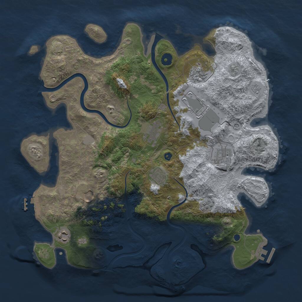 Rust Map: Procedural Map, Size: 3800, Seed: 250034, 14 Monuments