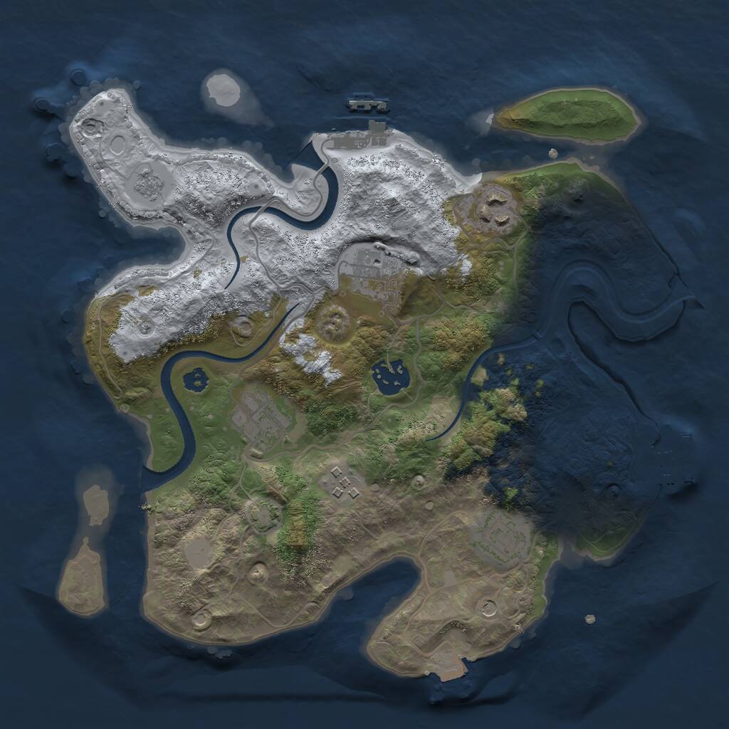 Rust Map: Procedural Map, Size: 3000, Seed: 1206245675, 12 Monuments