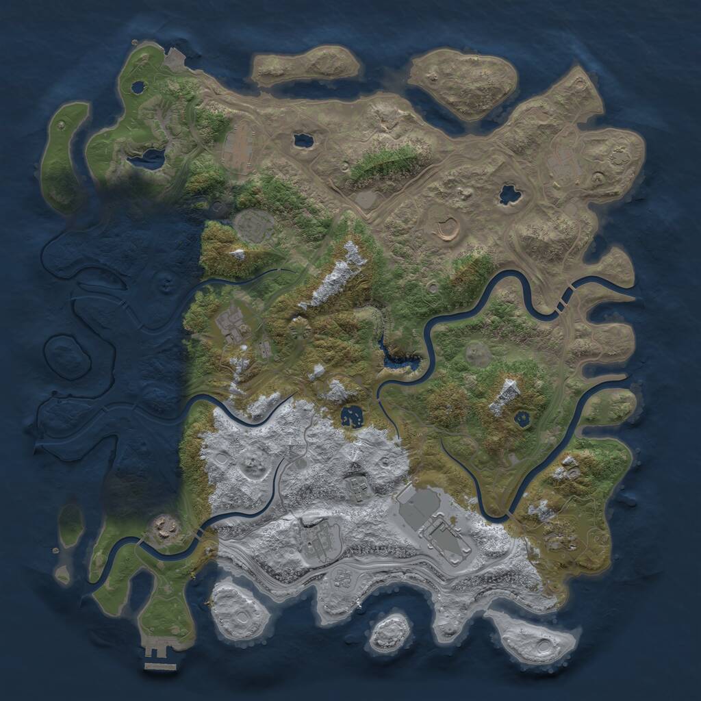 Rust Map: Procedural Map, Size: 4500, Seed: 711223, 16 Monuments