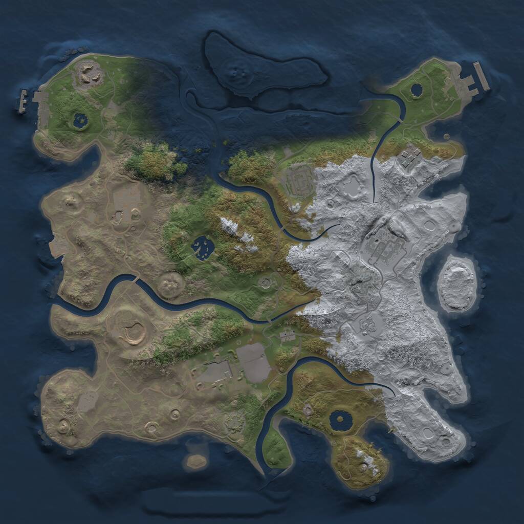 Rust Map: Procedural Map, Size: 3500, Seed: 2146811959, 14 Monuments