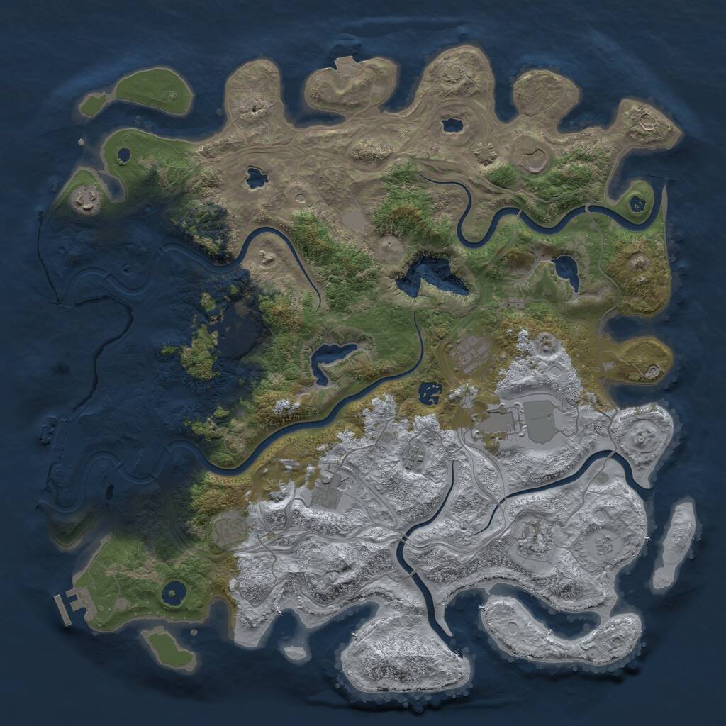 Rust Map: Procedural Map, Size: 4500, Seed: 157831222, 16 Monuments