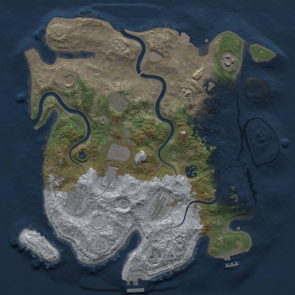 Rust Map: Procedural Map, Size: 3500, Seed: 1809483556, 15 Monuments