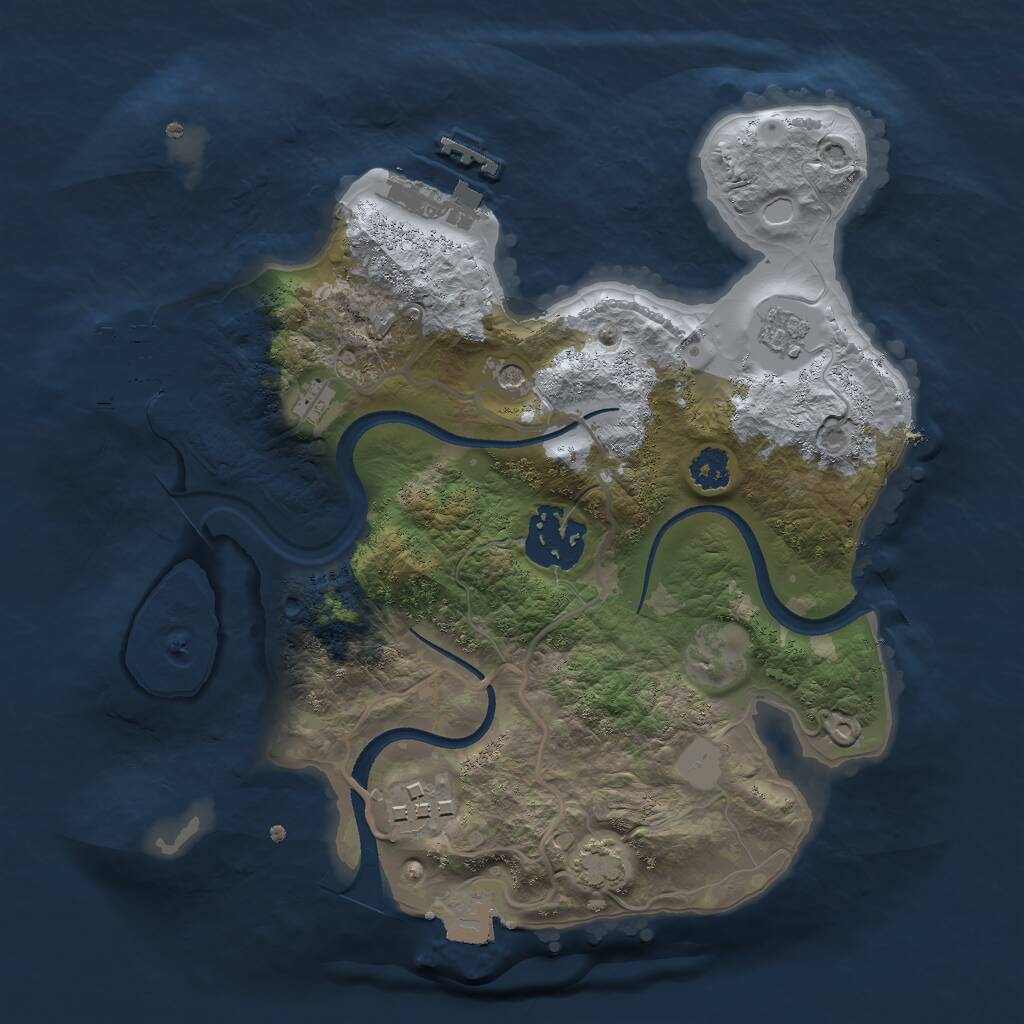 Rust Map: Procedural Map, Size: 2500, Seed: 45543, 8 Monuments