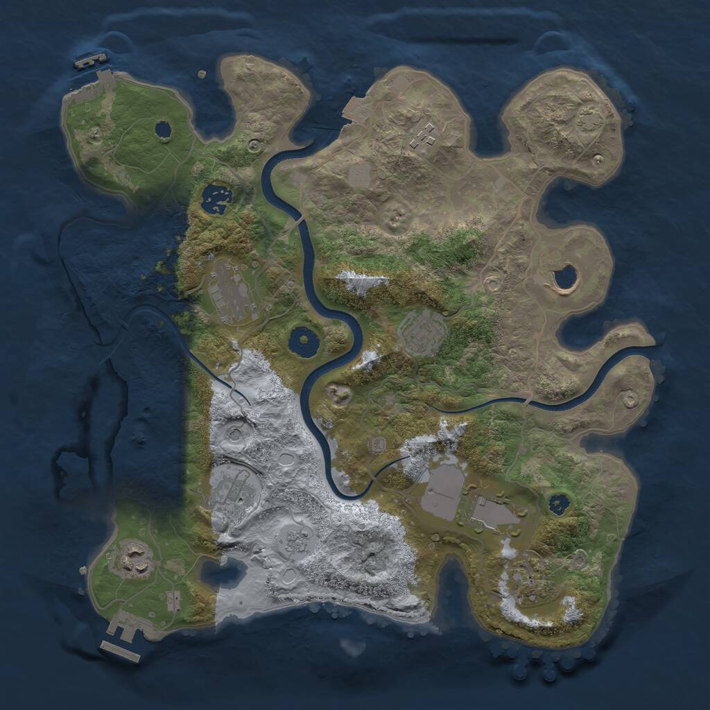 Rust Map: Procedural Map, Size: 3500, Seed: 1151427593, 15 Monuments