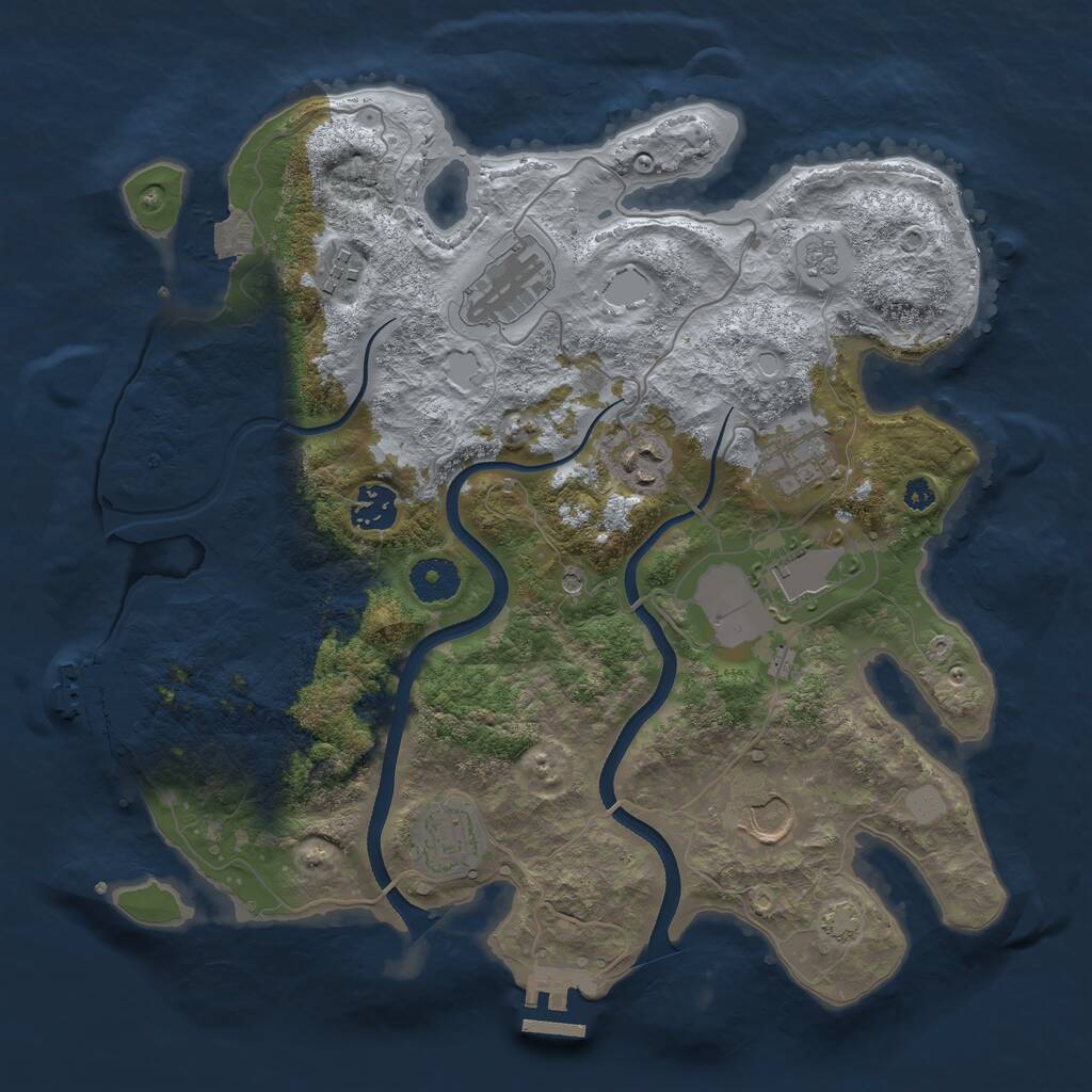 Rust Map: Procedural Map, Size: 3500, Seed: 884659968, 14 Monuments