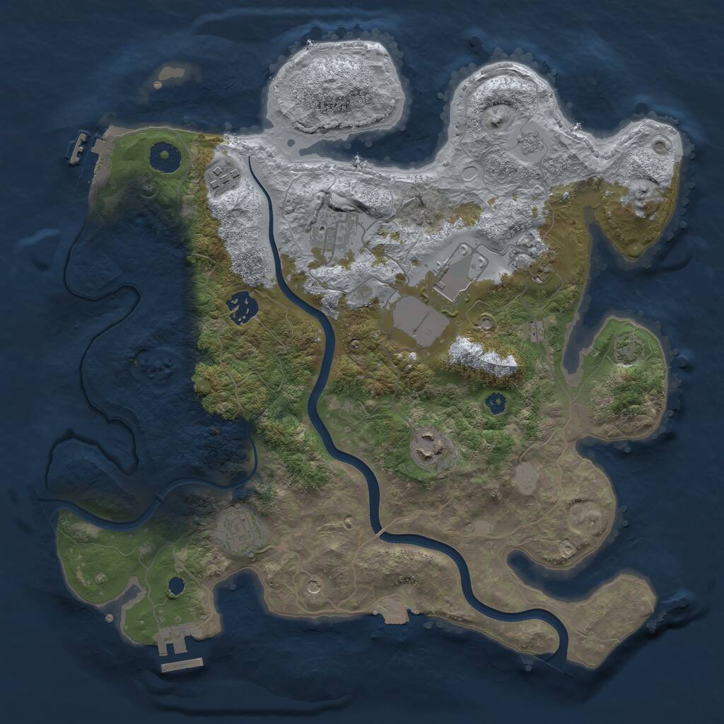 Rust Map: Procedural Map, Size: 3500, Seed: 592875261, 13 Monuments