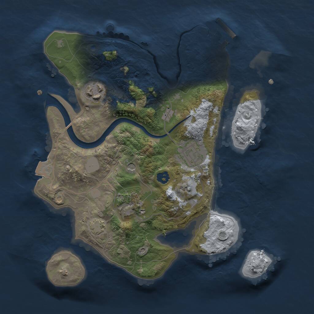 Rust Map: Procedural Map, Size: 2500, Seed: 736241223, 7 Monuments