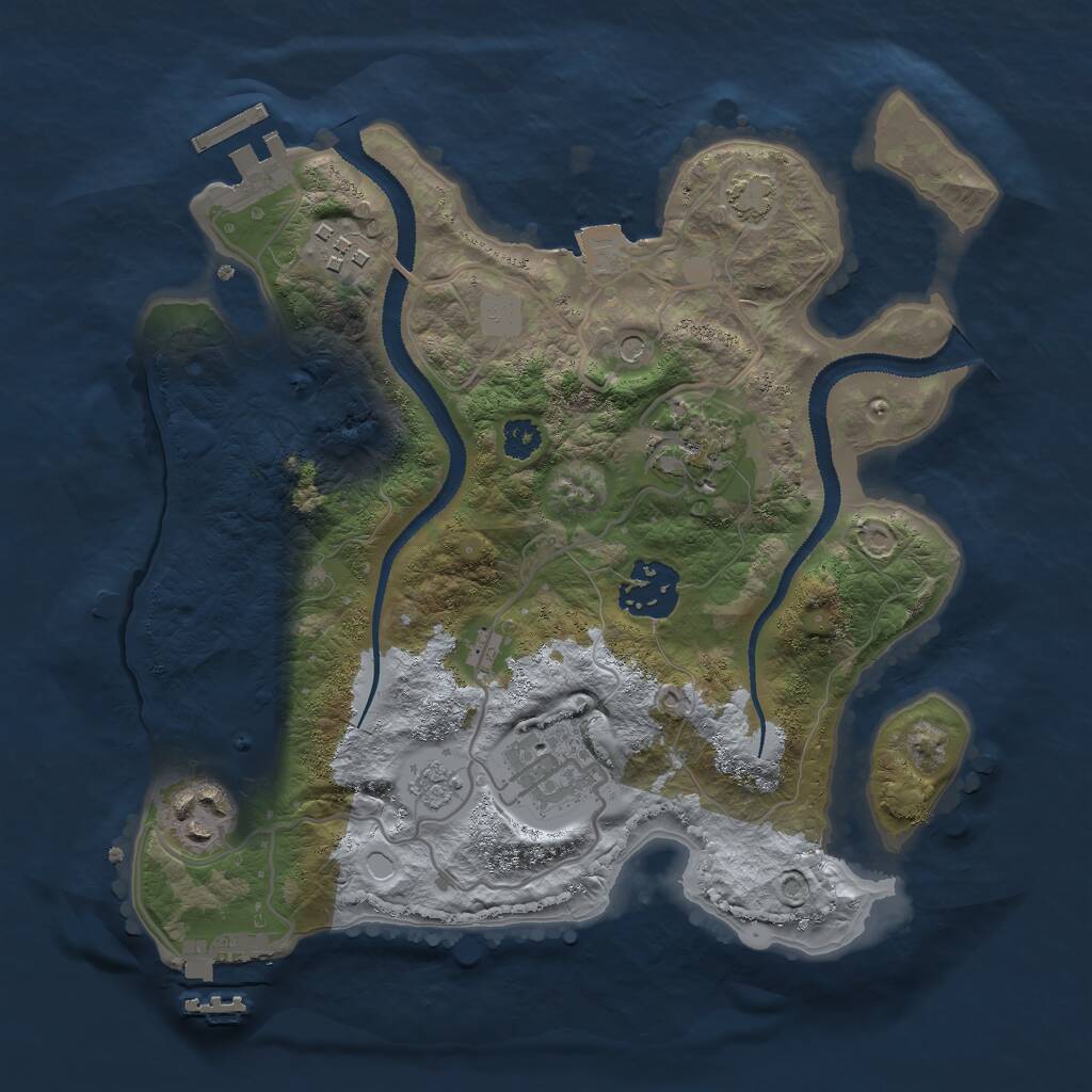 Rust Map: Procedural Map, Size: 2750, Seed: 733041639, 11 Monuments