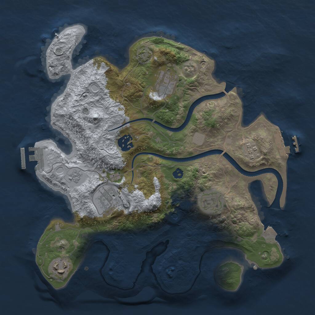 Rust Map: Procedural Map, Size: 3000, Seed: 42713, 12 Monuments