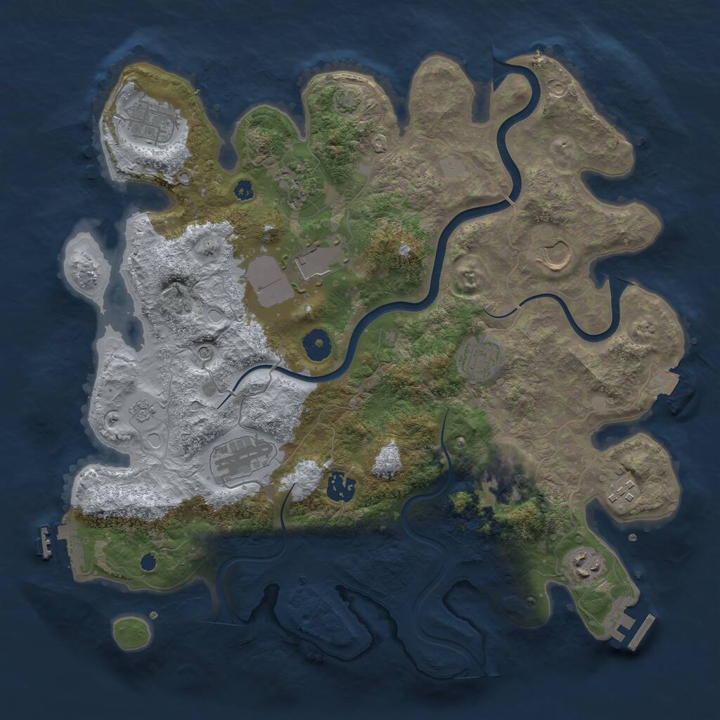 Rust Map: Procedural Map, Size: 3650, Seed: 253136, 16 Monuments