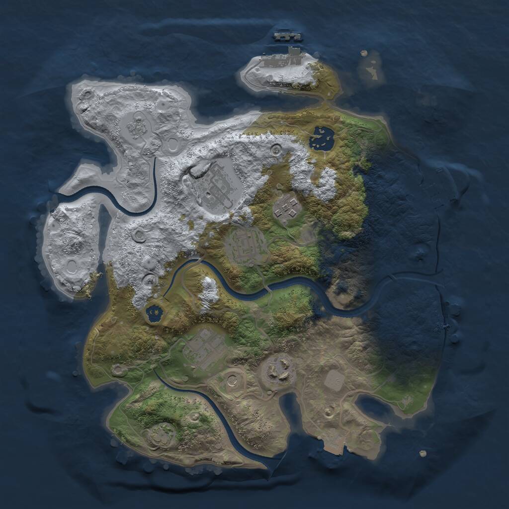 Rust Map: Procedural Map, Size: 3000, Seed: 12343542, 12 Monuments