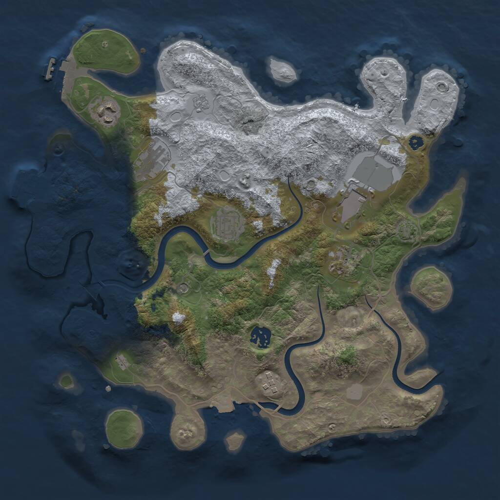 Rust Map: Procedural Map, Size: 3500, Seed: 232381916, 13 Monuments
