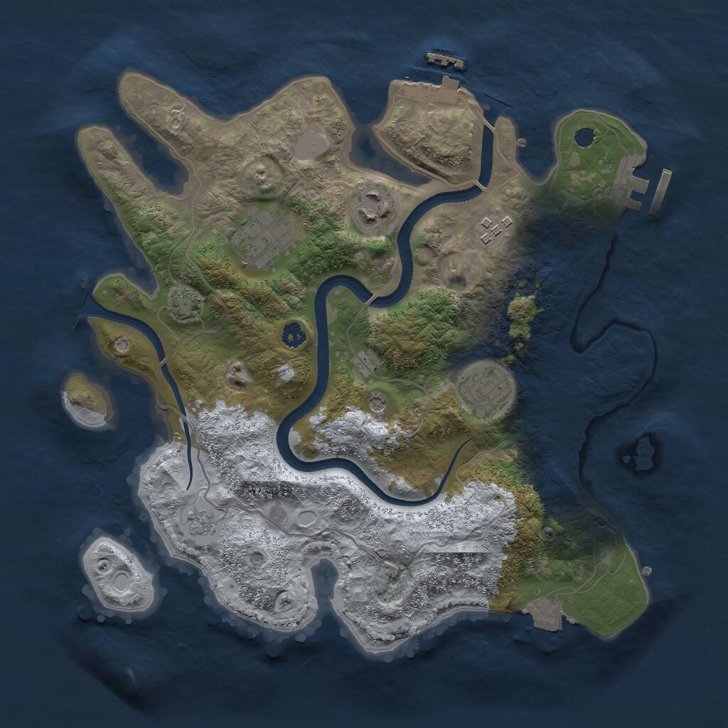Rust Map: Procedural Map, Size: 3000, Seed: 2635, 10 Monuments