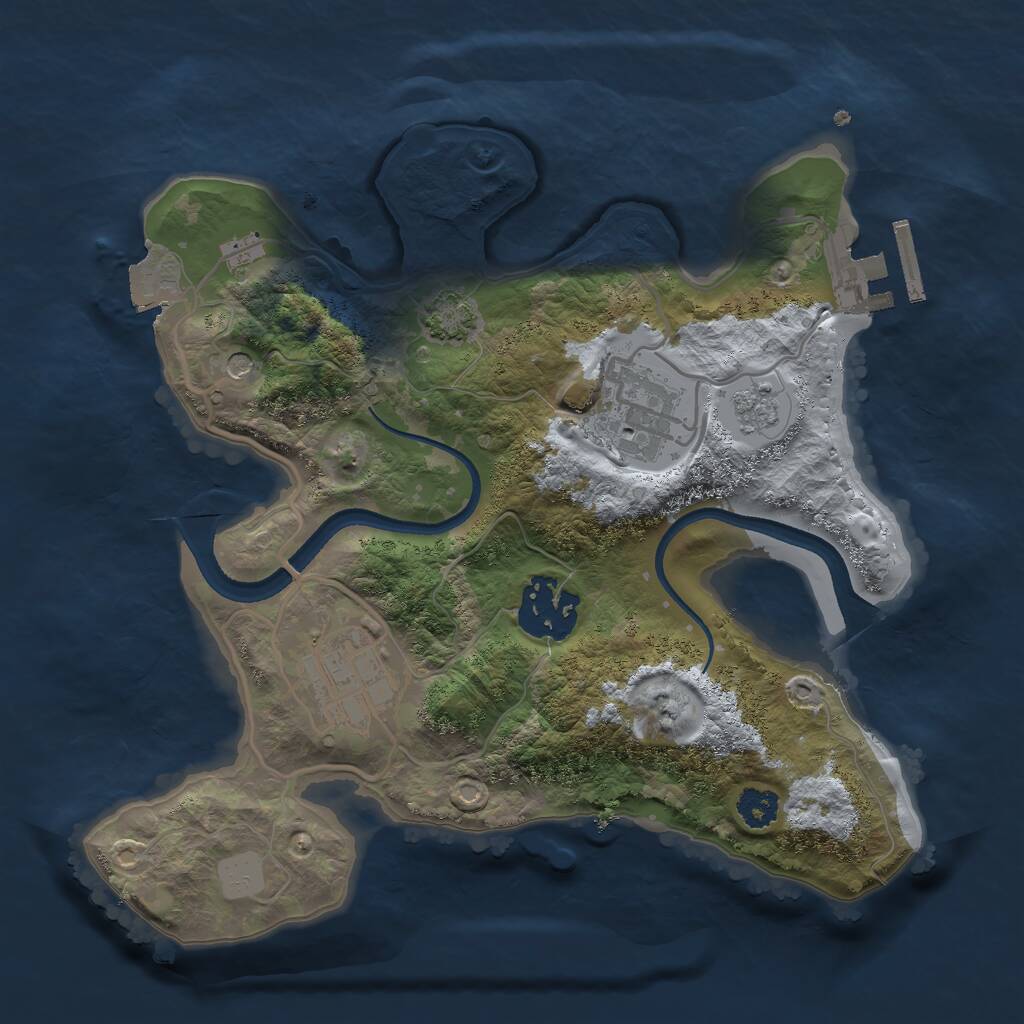 Rust Map: Procedural Map, Size: 2500, Seed: 36891, 8 Monuments
