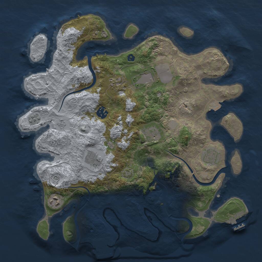 Rust Map: Procedural Map, Size: 3500, Seed: 222782298, 14 Monuments