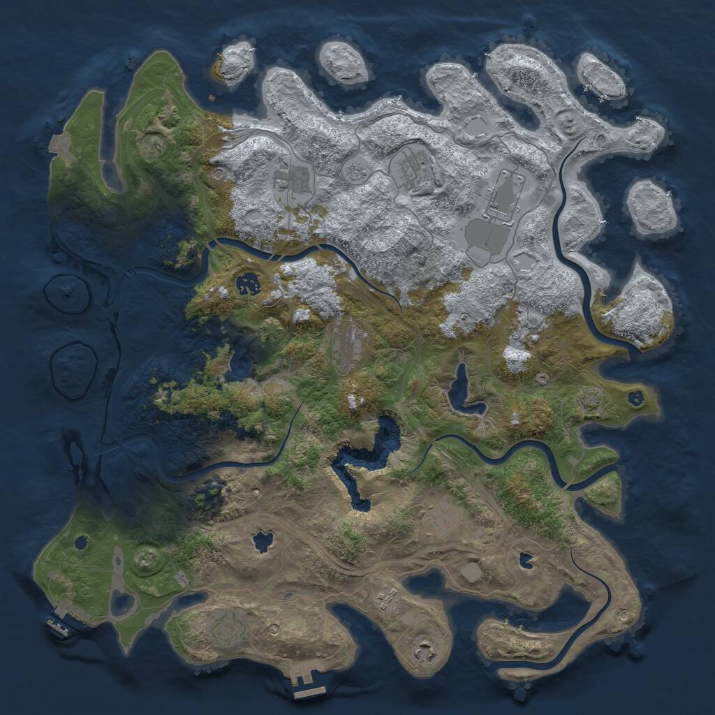 Rust Map: Procedural Map, Size: 4500, Seed: 1140199050, 16 Monuments