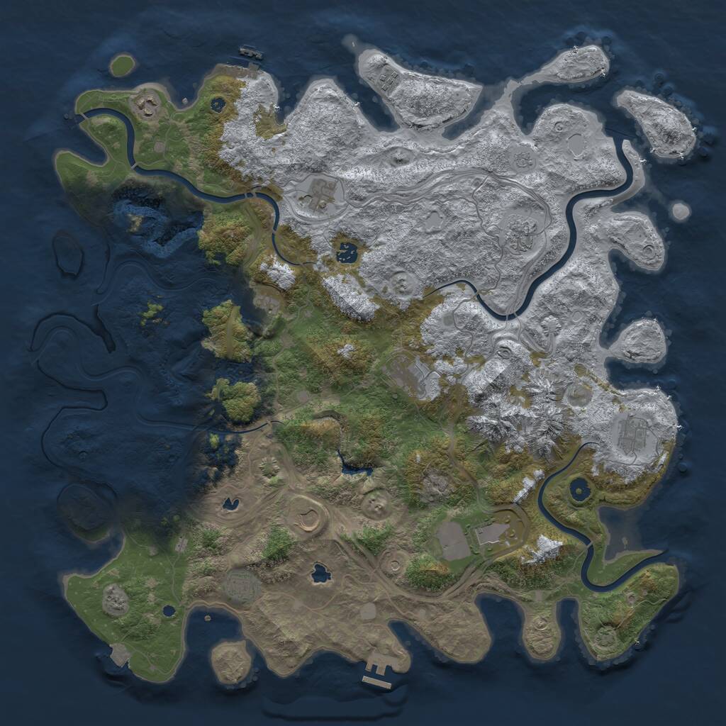 Rust Map: Procedural Map, Size: 5000, Seed: 19910504, 17 Monuments