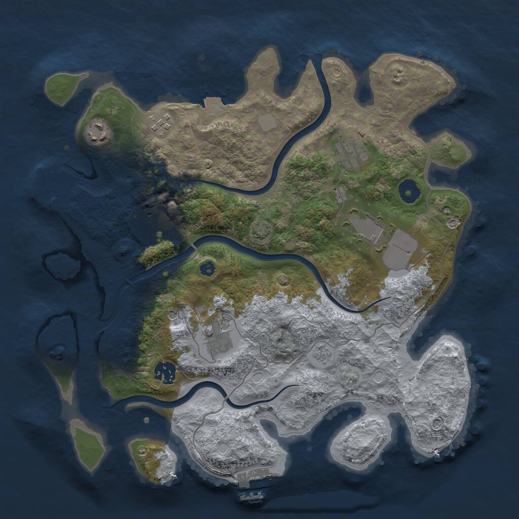 Rust Map: Procedural Map, Size: 3500, Seed: 2503648, 13 Monuments
