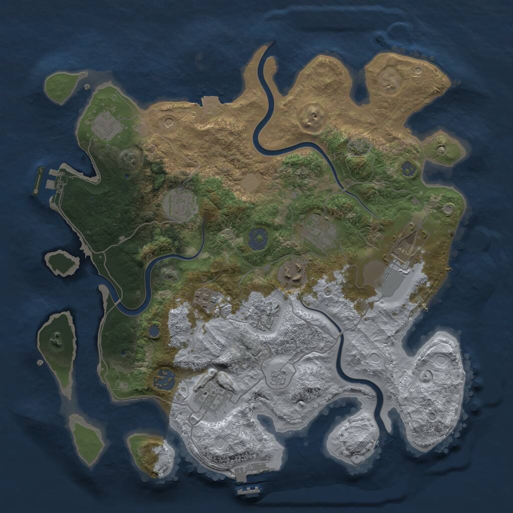 Rust Map: Procedural Map, Size: 3500, Seed: 2503648, 14 Monuments