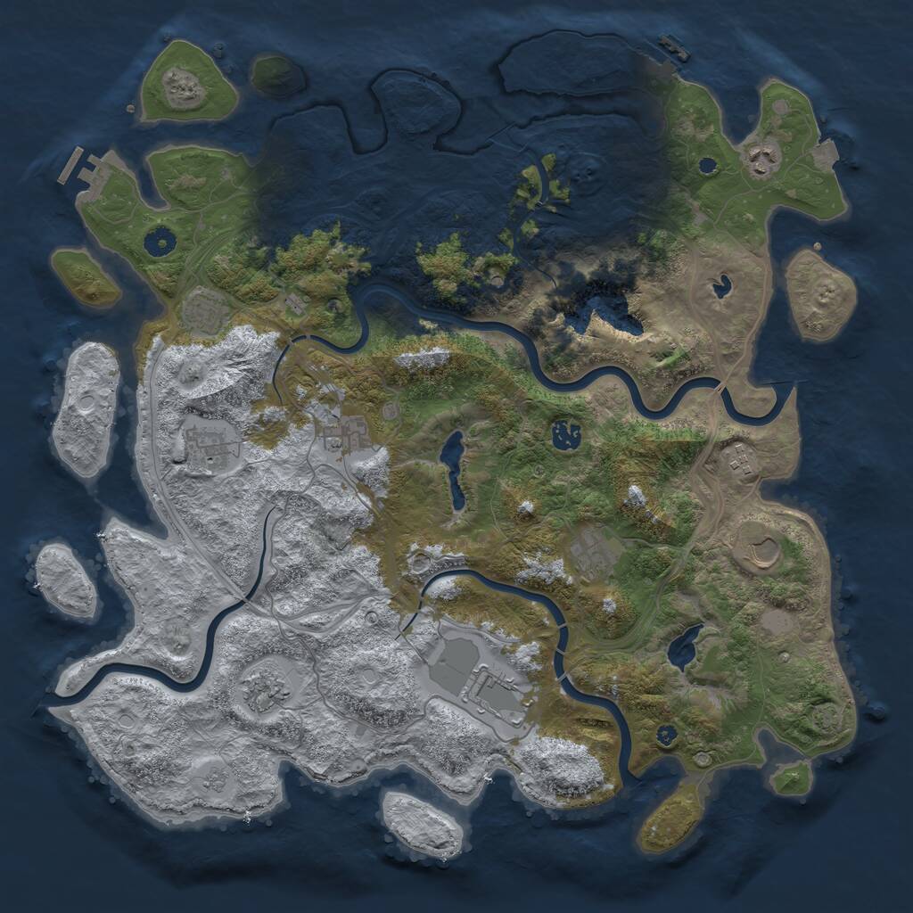Rust Map: Procedural Map, Size: 4500, Seed: 158501, 16 Monuments