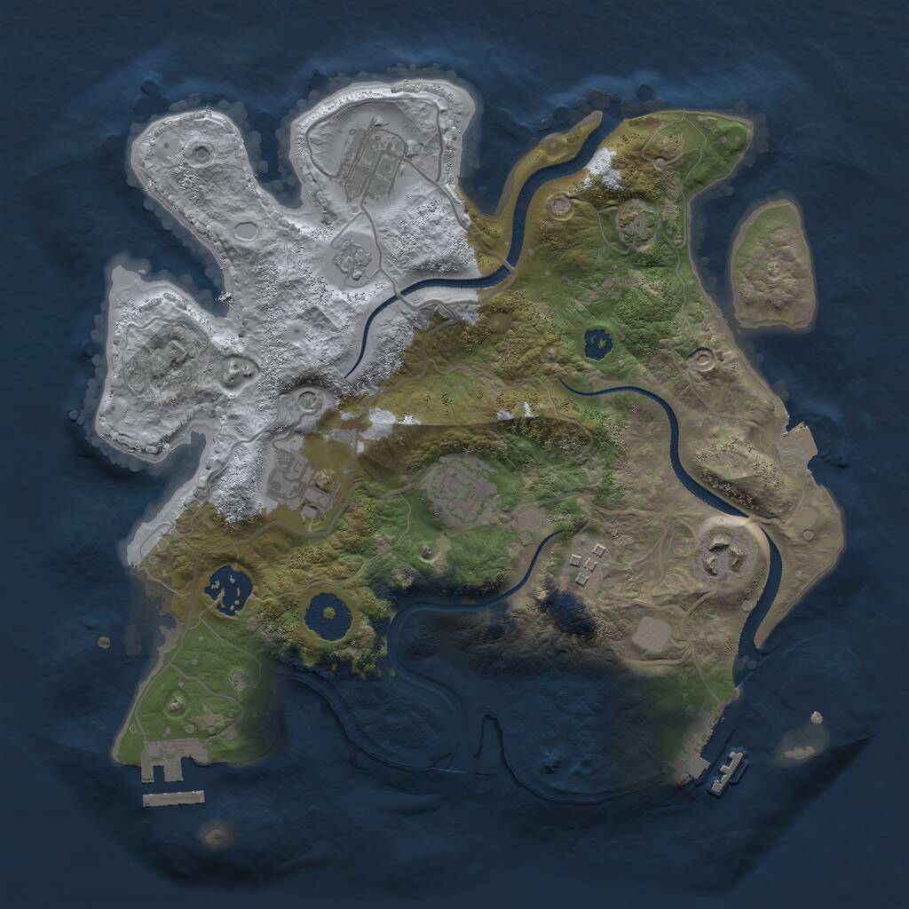 Rust Map: Procedural Map, Size: 3000, Seed: 83191, 12 Monuments