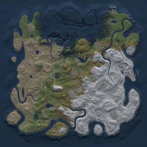 Thumbnail Rust Map: Procedural Map, Size: 4500, Seed: 39101802, 15 Monuments
