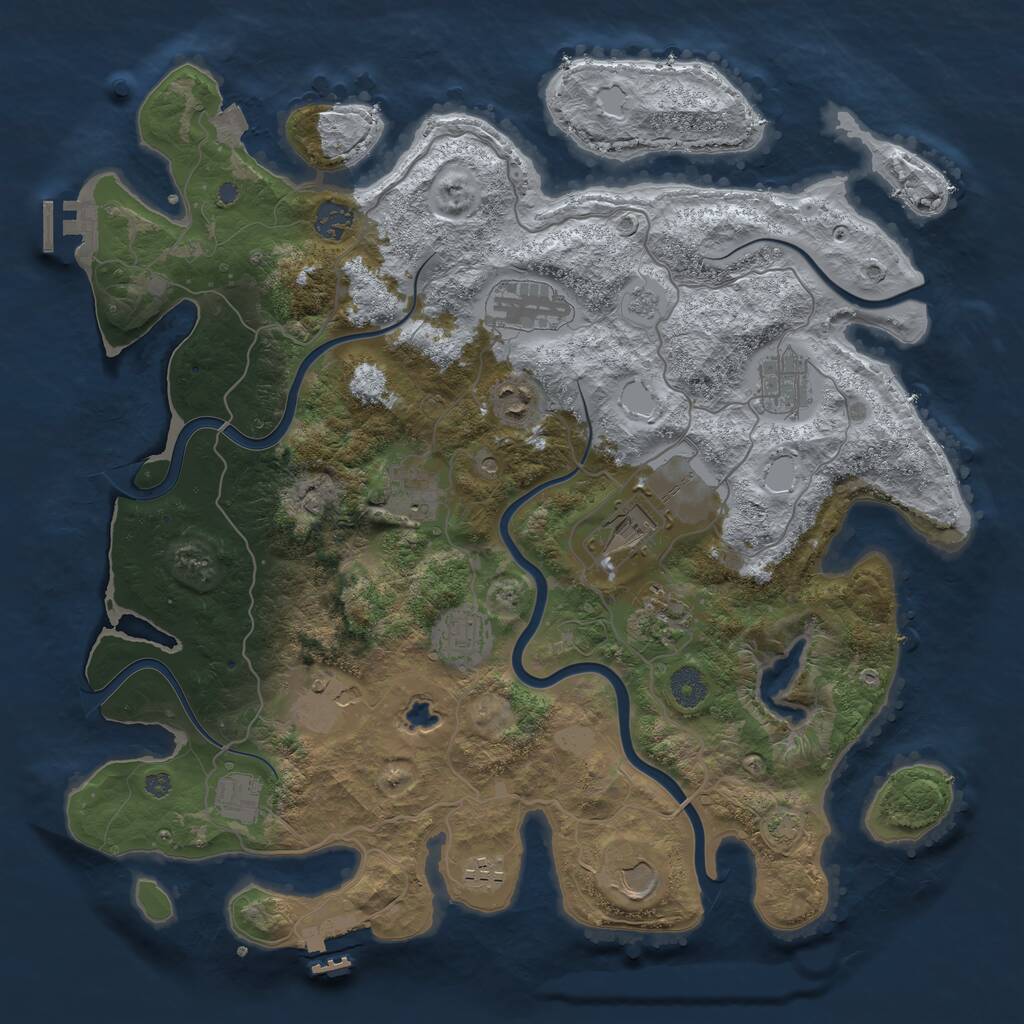 Rust Map: Procedural Map, Size: 4000, Seed: 971994229, 17 Monuments