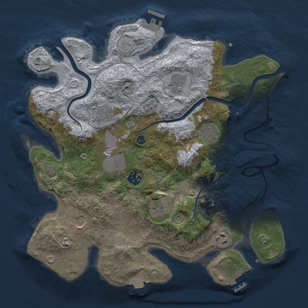 Rust Map: Procedural Map, Size: 3500, Seed: 187654, 15 Monuments